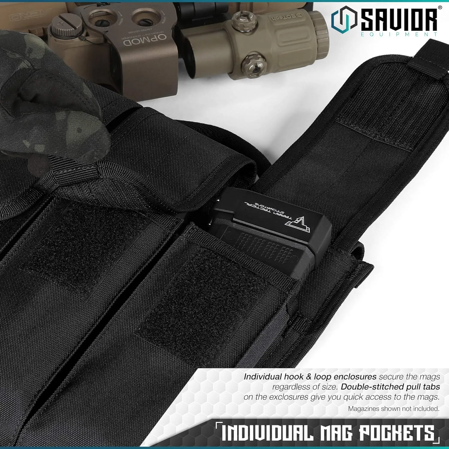 Savior Equipment Tactical Rifle & Pistol Magazine Pouch Carrier for M4 Carbine AR15 AK47 - Up to 6 Extended Mag, Adjustable Padded Shoulder Strap Included
