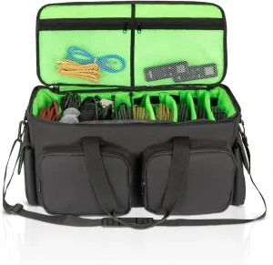 SAVIOUR DJ Cable File Bag, Detachable Padded Bottom and Adjustable Dividers, Stores Music, Audio, and Visual Cabling, Portable Travel Storage and Studio Organization (Green)