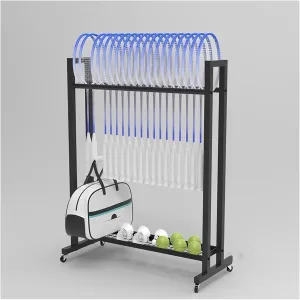 School/Gym/Training Ground Badminton/Tennis Racket Storage Organzier Holder Rack Freestanding, Rolling Mobile Sports Equipment Cart, Large Capacity