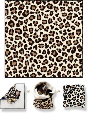 Self-Adhesive Magic Cloth Leopard Makeup Bag & Camera Lens Protective Wrap | Reusable Portable Cosmetic Pouch | Scratch-Resistant Travel Organizer, Gifts for Women Girls(19.7"x19.7")