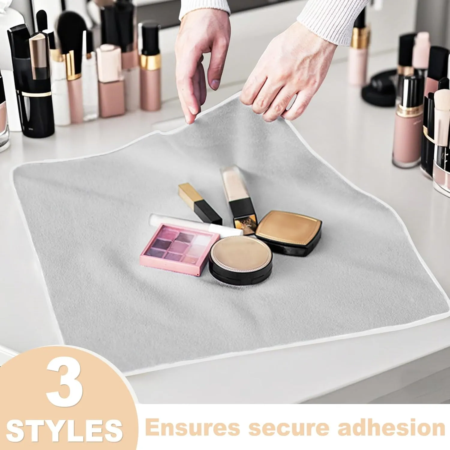 Self-Adhesive Makeup Bag – Portable Magic Cloth Cosmetic Pouch & Lens Wrap, Travel Organizer for Beauty Essentials, Gifts, and Daily Use,Blue,21.65inch