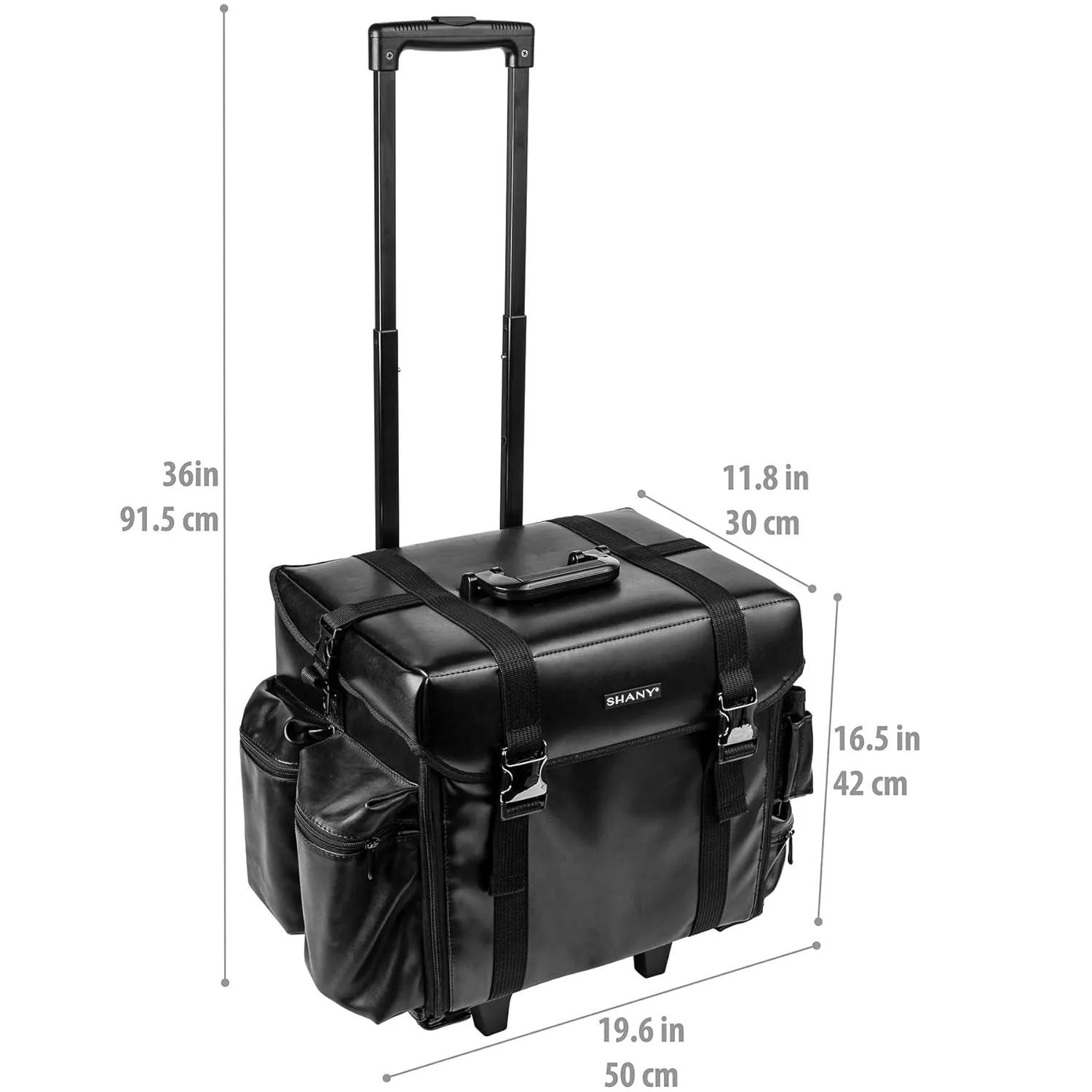 SHANY Makeup Artist Soft Rolling Trolley Cosmetic Case with Free Set of Mesh Bag Makeup Organizer - Travel Rolling Makeup Bag - Head Turner