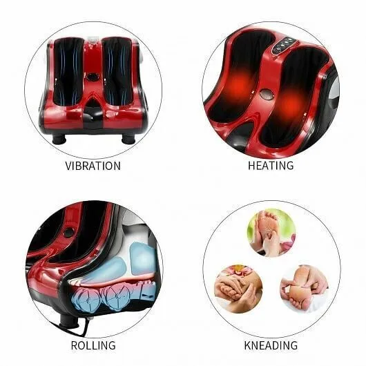 Shiatsu Kneading Rolling Vibration Heating Foot Massager-Red - Color: Red