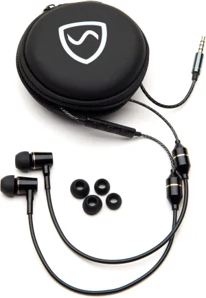 Shield Your Body Air Tube Headset, Stereo Earbuds with Microphone and Case, Wired Anti Radiation Headphones, Built-in Controls, Works on Any Device with A Standard 3.5mm Audio Jack, Black