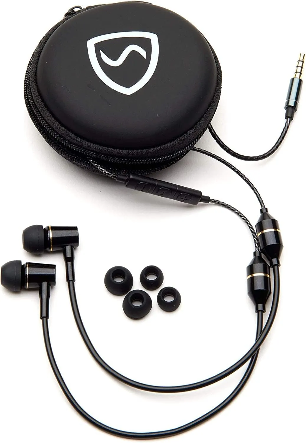 Shield Your Body Air Tube Headset, Stereo Earbuds with Microphone and Case, Wired Anti Radiation Headphones, Built-in Controls, Works on Any Device with A USB-C Connector, Black