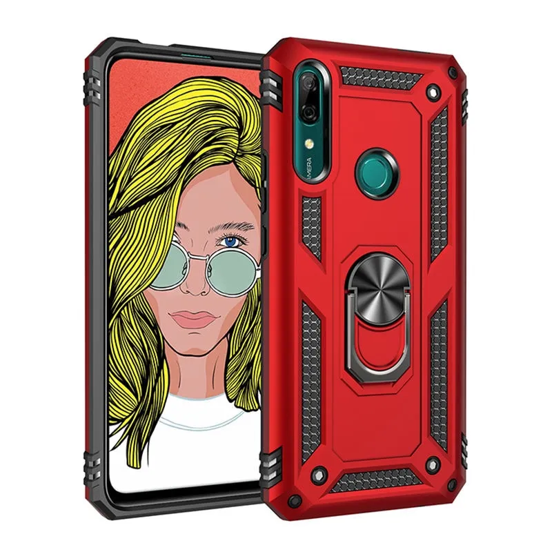 Shockproof Armor Magnet Case With Kickstand Ring For Huawei