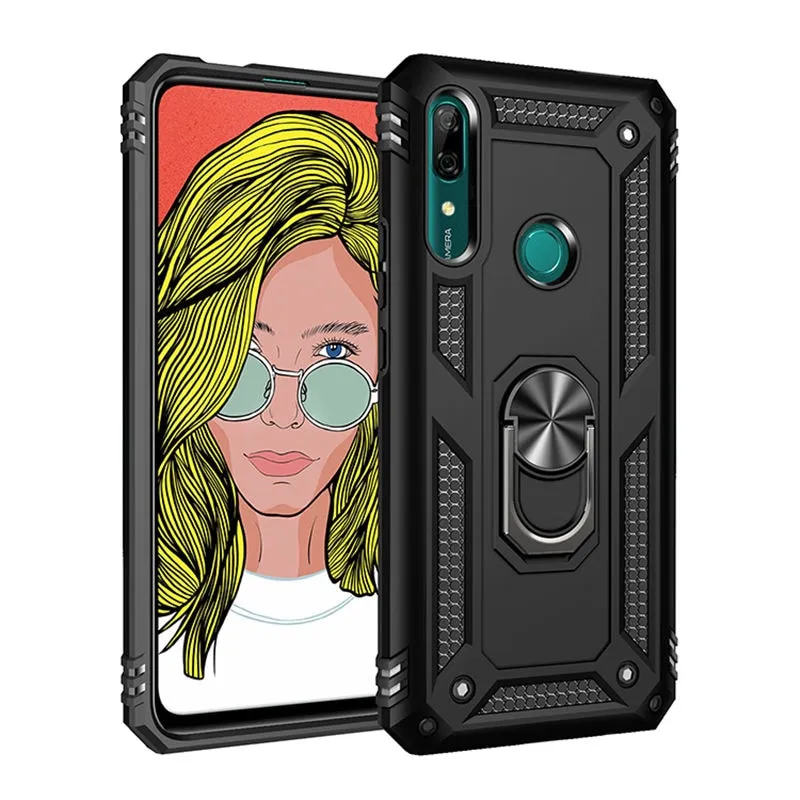 Shockproof Armor Magnet Case With Kickstand Ring For Huawei
