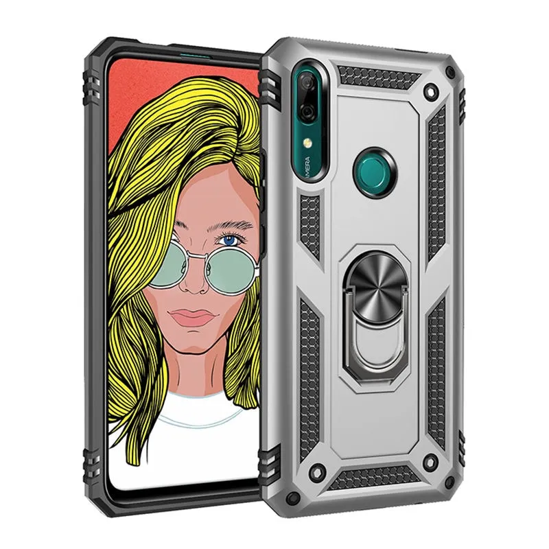 Shockproof Armor Magnet Case With Kickstand Ring For Huawei