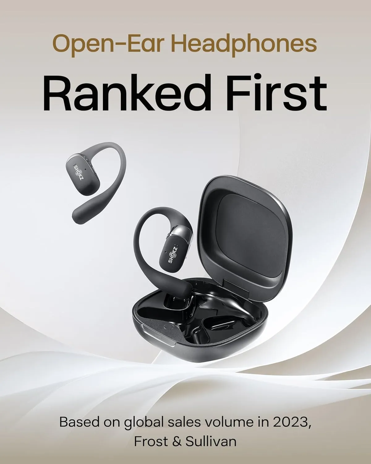 SHOKZ New OpenFit 2 Open-Ear Headphones, True Wireless Bluetooth Earphones with Microphone, Earhook Earbuds with 48 Hours of Playtime, Fast Charging, IP55 Water-Resistant, with Carrying Bag, Black
