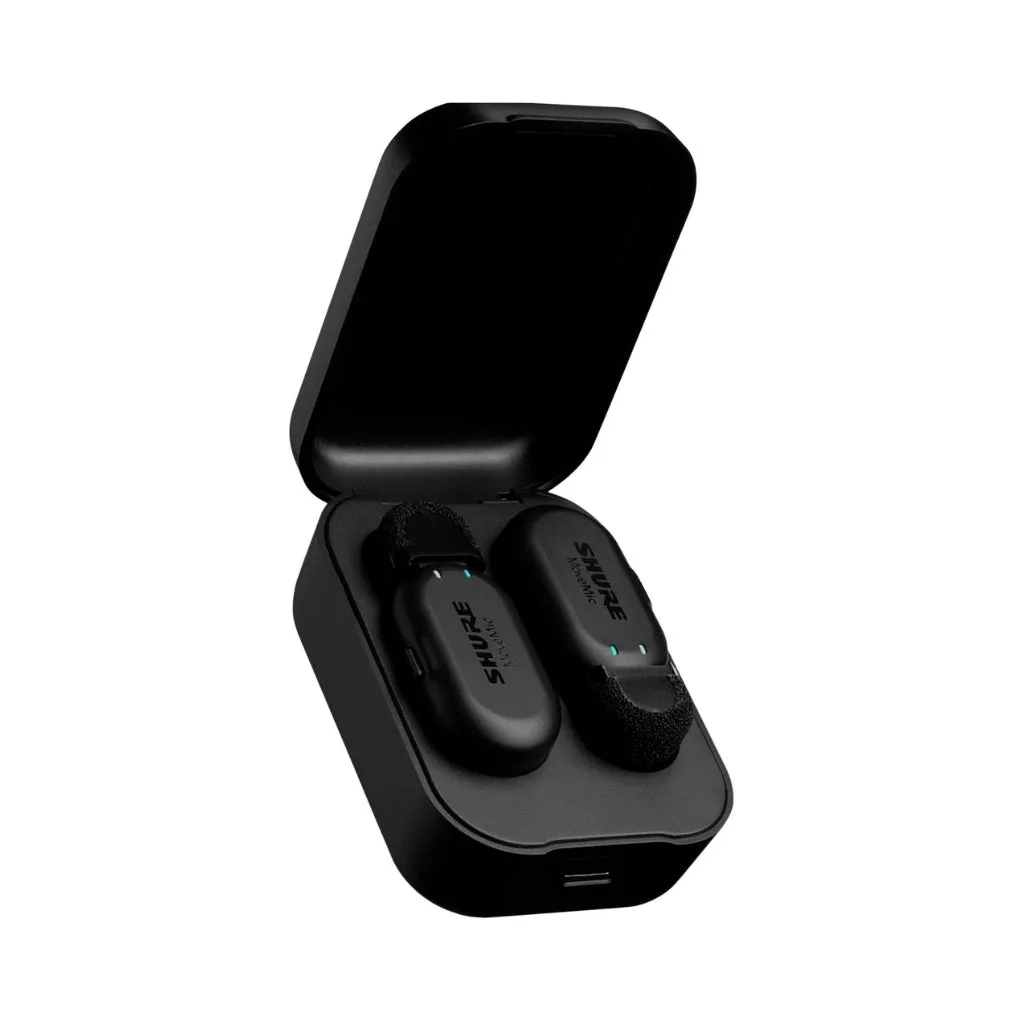 Shure Dual MoveMic Lavalier Microphones and MoveMic Receiver Kit with Charging Cases