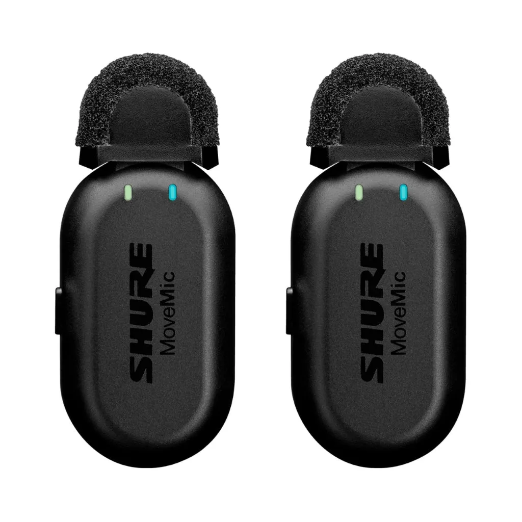 Shure Dual MoveMic Lavalier Microphones and MoveMic Receiver Kit with Charging Cases