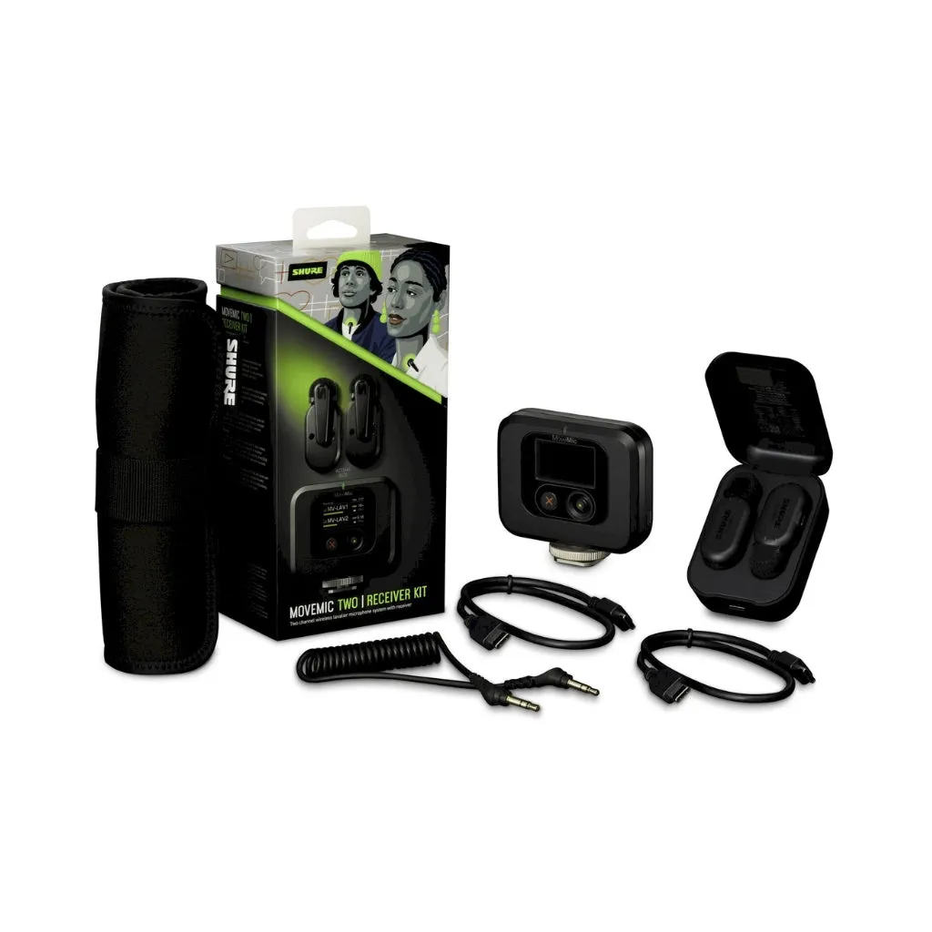 Shure Dual MoveMic Lavalier Microphones and MoveMic Receiver Kit with Charging Cases