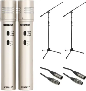 Shure KSM137 Stereo Pair Bundle with Stands and Cables