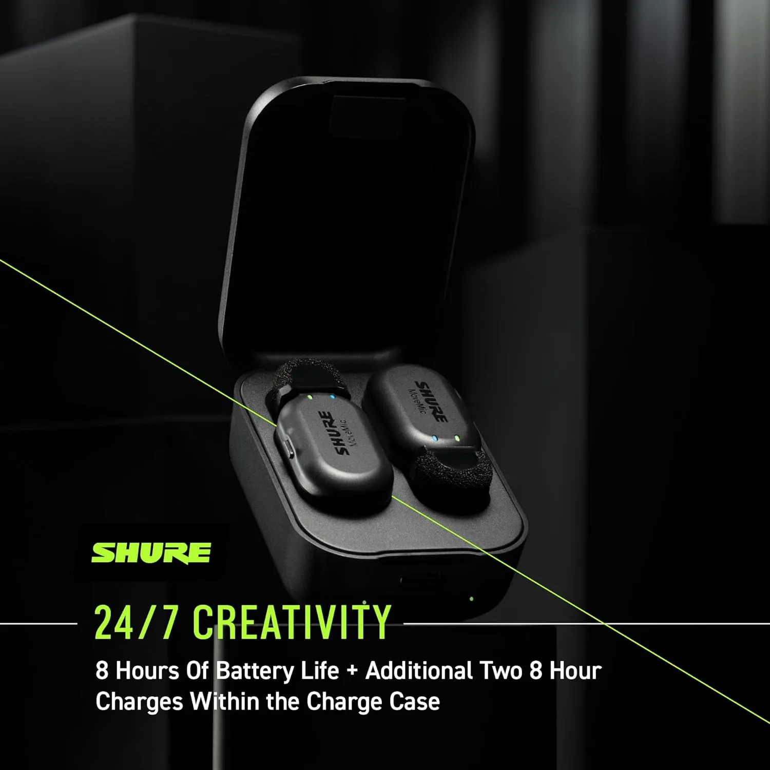 Shure MoveMic Two Kit - Pro Wireless Lavalier Microphones with Camera Receiver for DSLRs, iPhone, Android, Mac & PC, 2 Bluetooth Mini Mics, 24 Hours Charge, IPX4, Portable Clip Lavs (MV-Two-KIT-Z7)