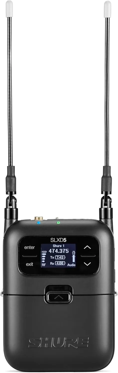 Shure SLXD5 Portable Digital Wireless Receiver - 24-bit Audio Clarity, Long-Range UHF, Multi-Mic Mode-for Camera Use, IR Sync, Includes AA Batteries & Carrying Pouch | H55 Band (SLXD5=-H55)