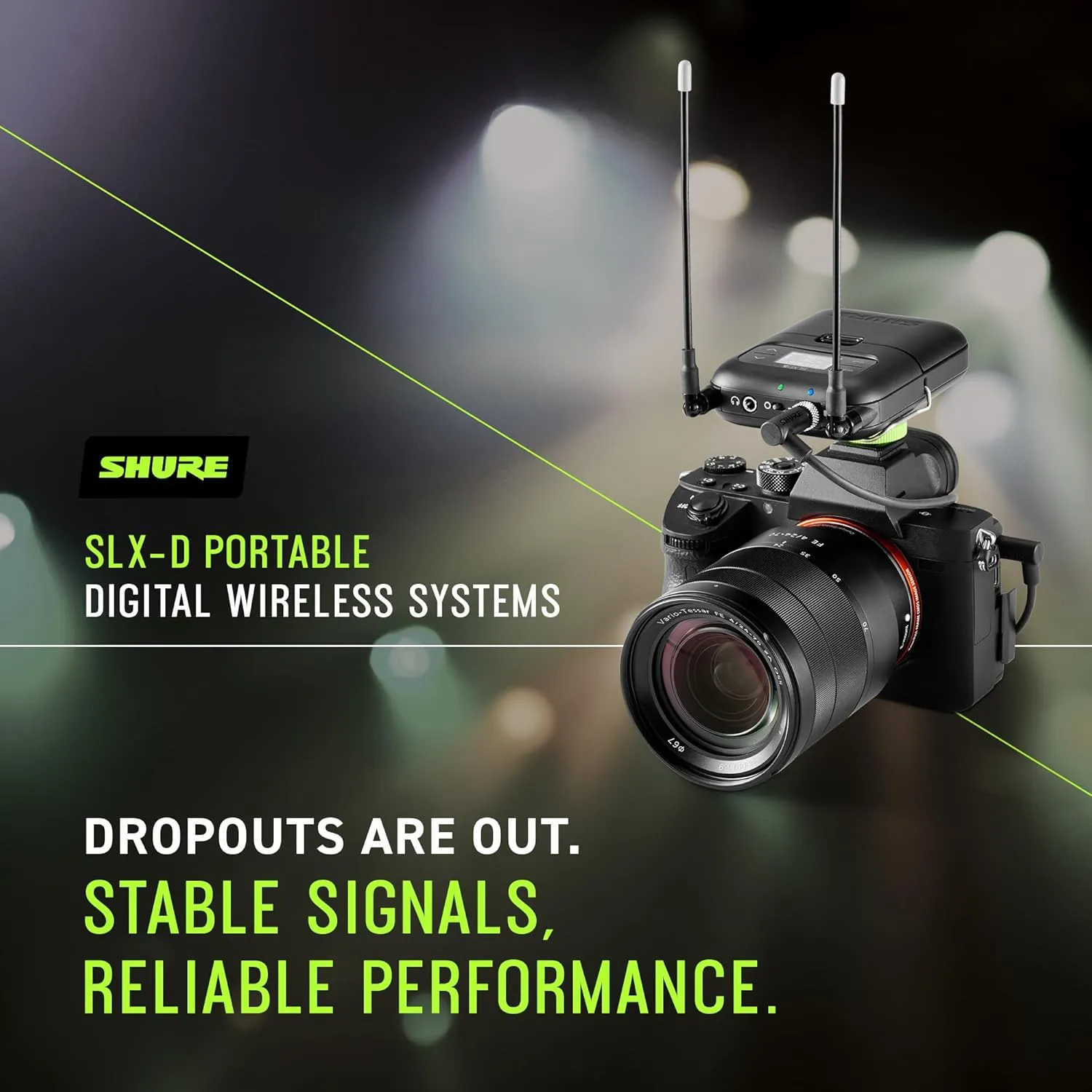 Shure SLXD5 Portable Digital Wireless Receiver - 24-bit Audio Clarity, Long-Range UHF, Multi-Mic Mode-for Camera Use, IR Sync, Includes AA Batteries & Carrying Pouch | H55 Band (SLXD5=-H55)