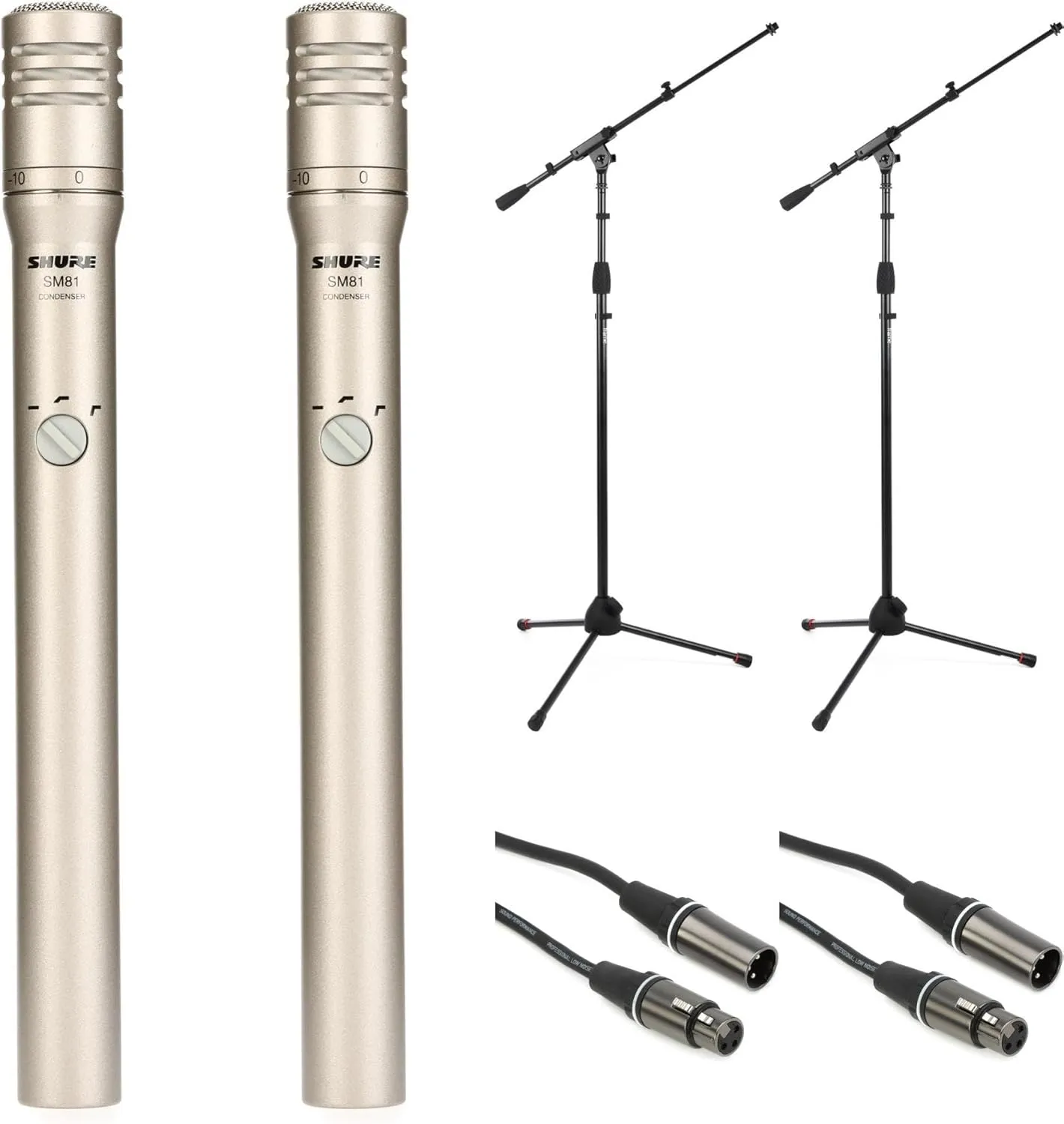 Shure SM81 Small-diaphragm Condenser Microphone with Stand and Cable (Pair)