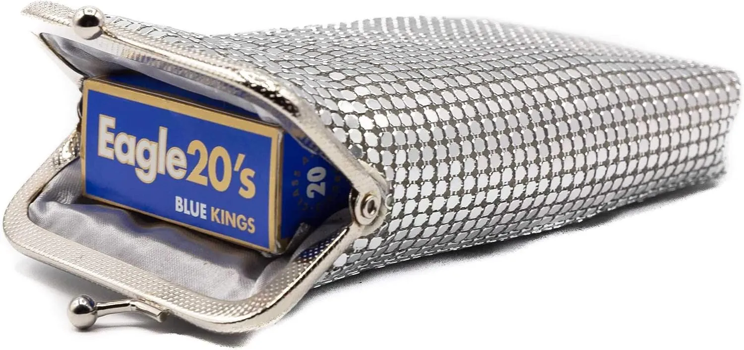 Silver Soft 3mm Metallic Mesh (Full Pack 100s/Kings) Cigarette Case Purse