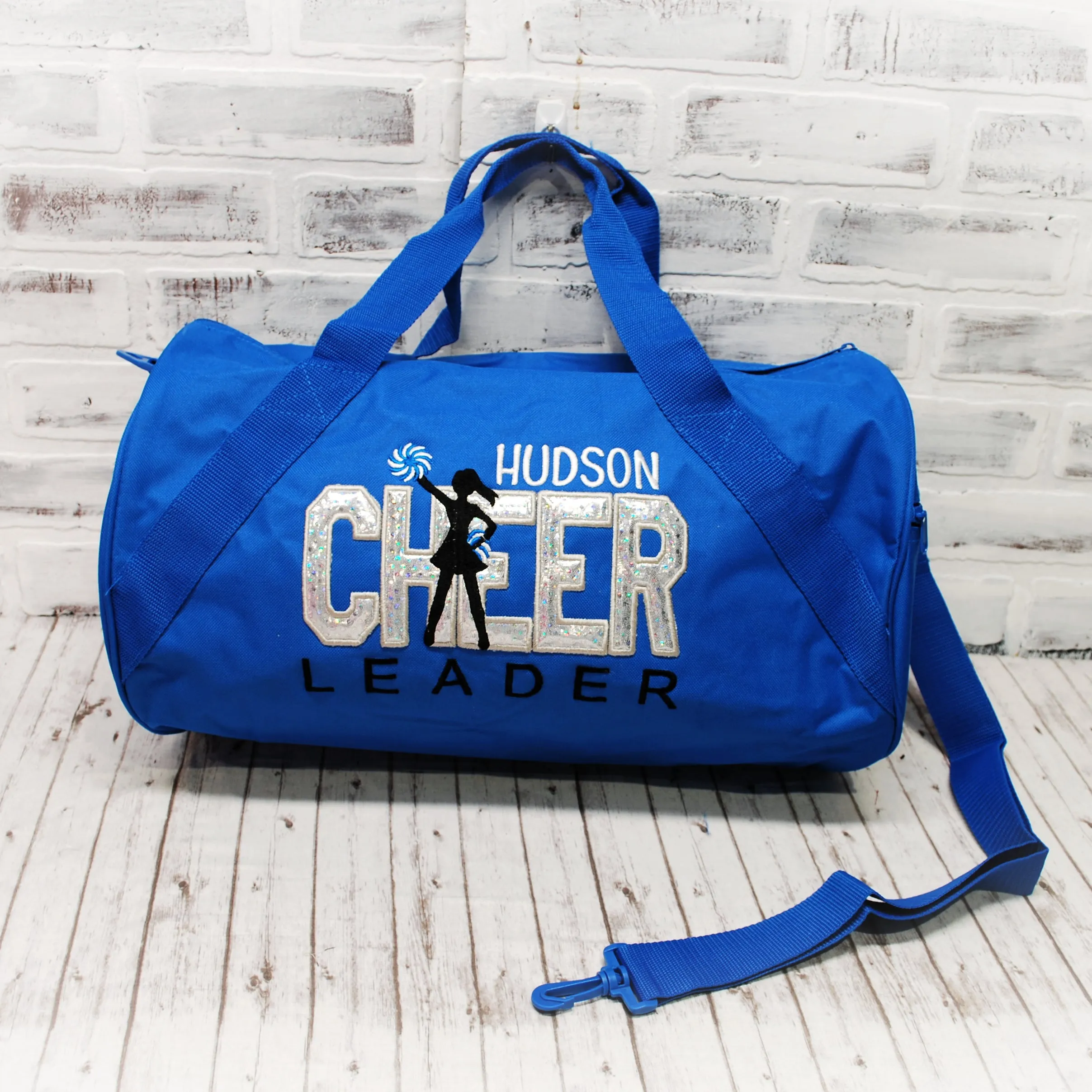 Silver Sparkly Custom Color Cheer Personalized Tote or Duffle Bag