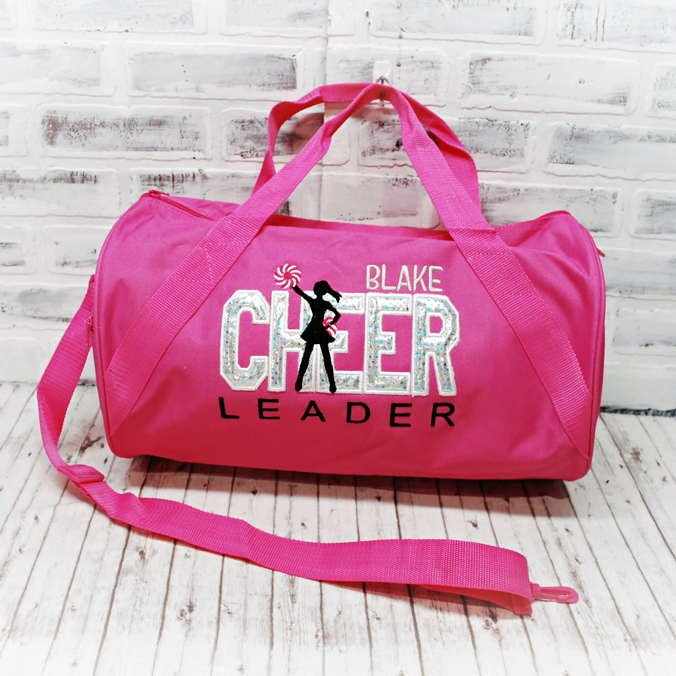 Silver Sparkly Custom Color Cheer Personalized Tote or Duffle Bag