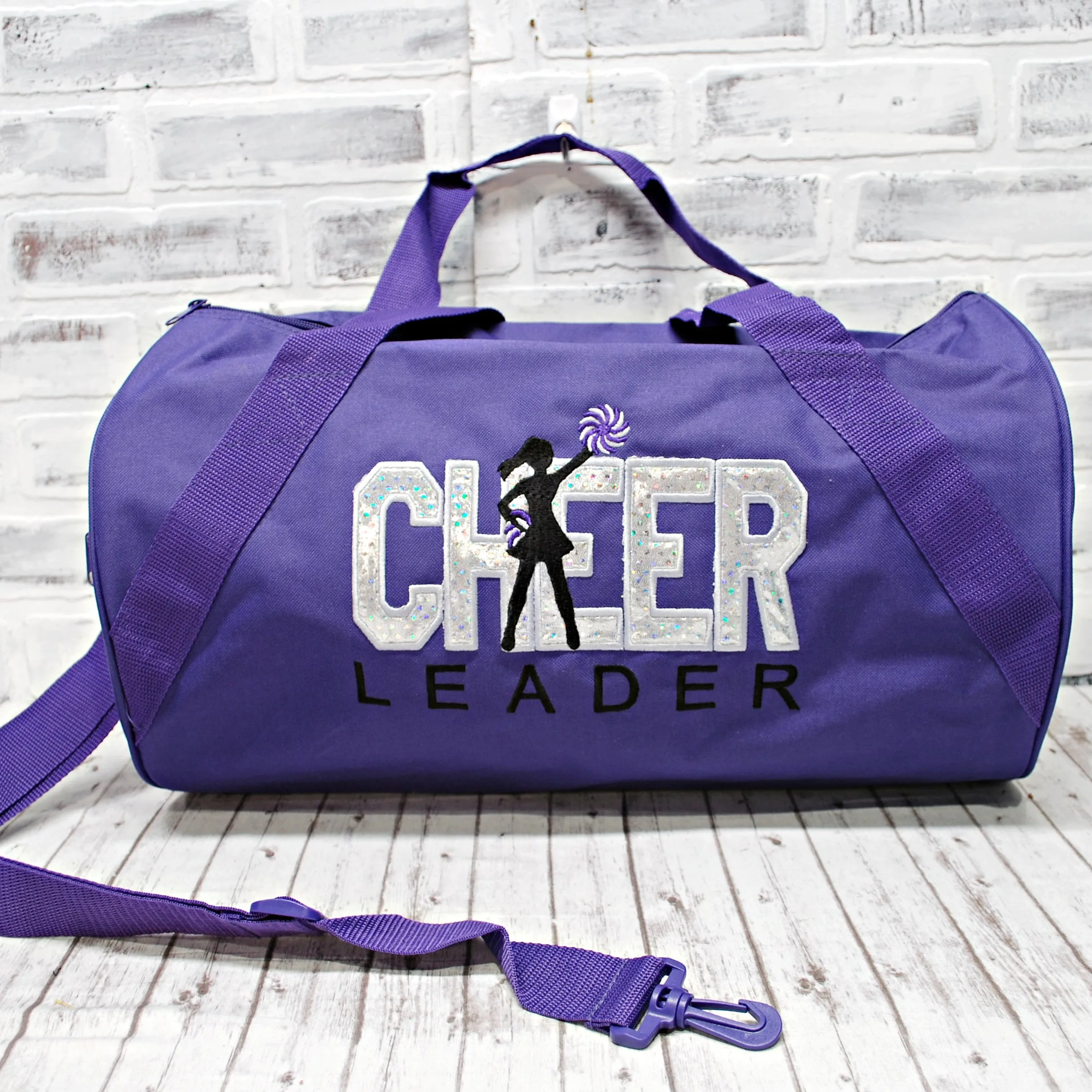 Silver Sparkly Custom Color Cheer Personalized Tote or Duffle Bag