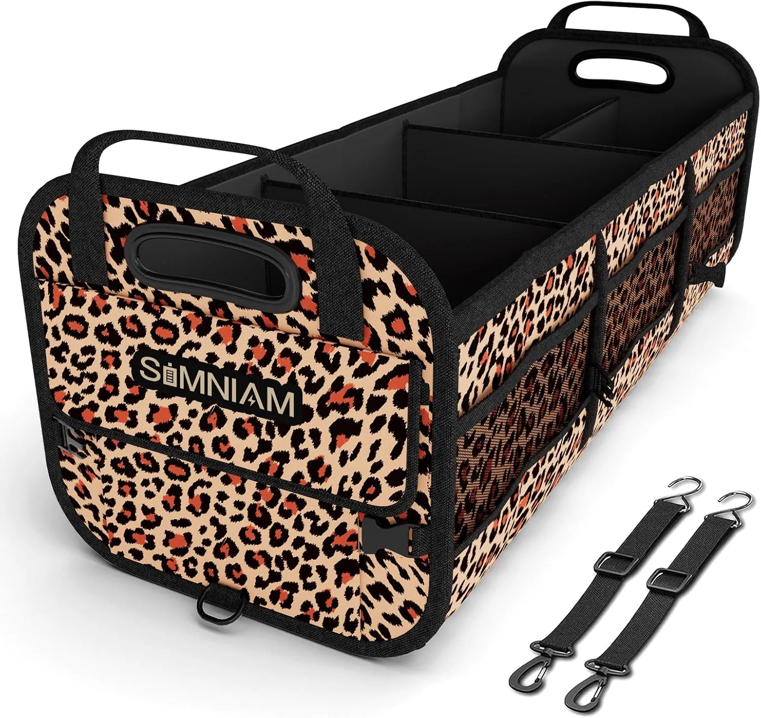 Simniam Large Car Trunk Organizer, 95L Portable Trunk Organizers and Storage SUV, with Reinforced Handle and 2 Telescopic Straps, Trunk Organizer Available for Car, SUV, Truck, Minivan