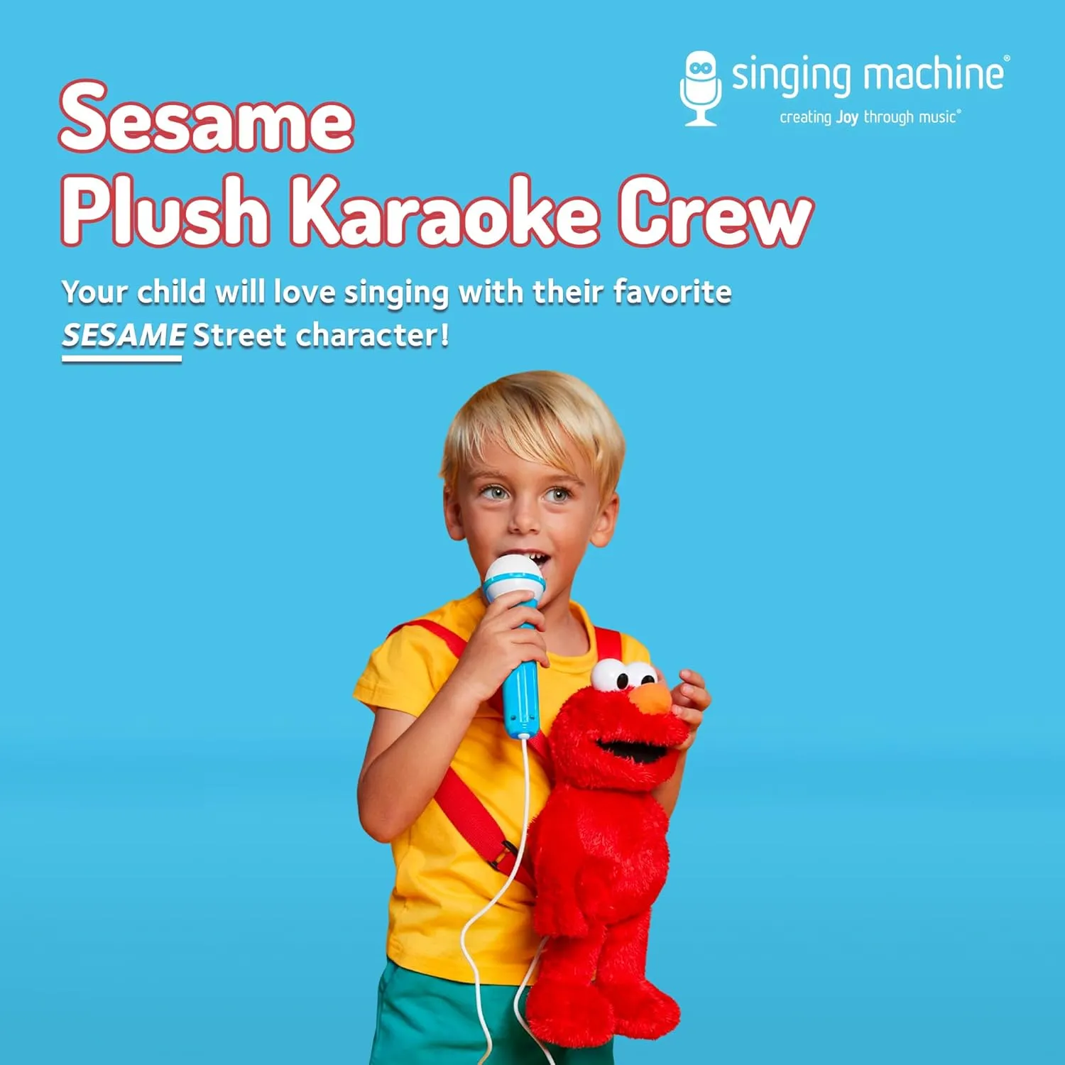 Singing Machine Karaoke Plush Sesame Street Toys (Abby Elmo Plush Toy) - Adjustable Carrying Straps - Sing-Along Built-in Real Working Microphone & Speaker with Record & Playback Function