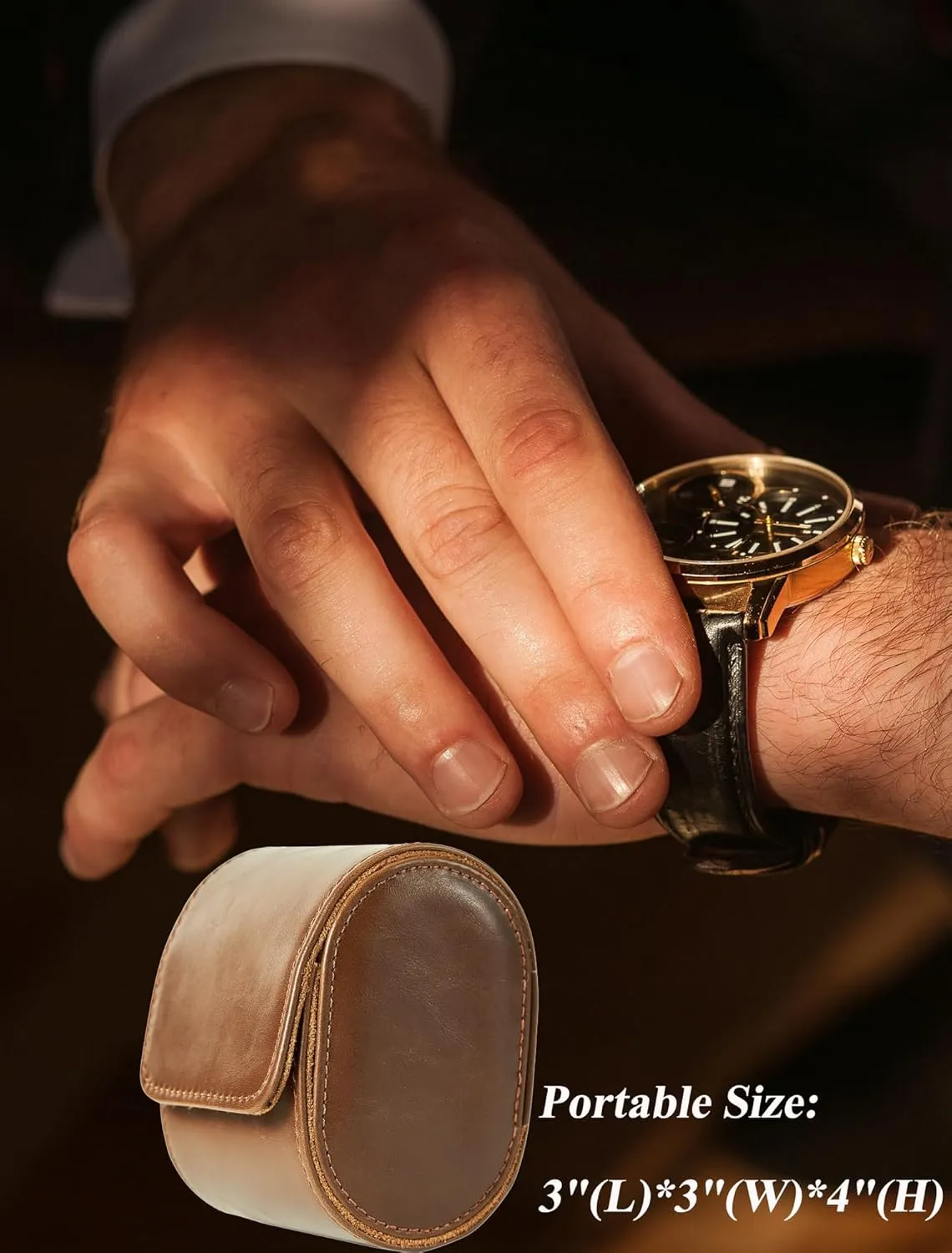 Single Watch Travel Case -Classic Leather Watch Case with Perfect Texture. Watch Carrying Case or Organizer for Storage And Display. Ideal Gift for Men Traveling, All Handmade by Artisans