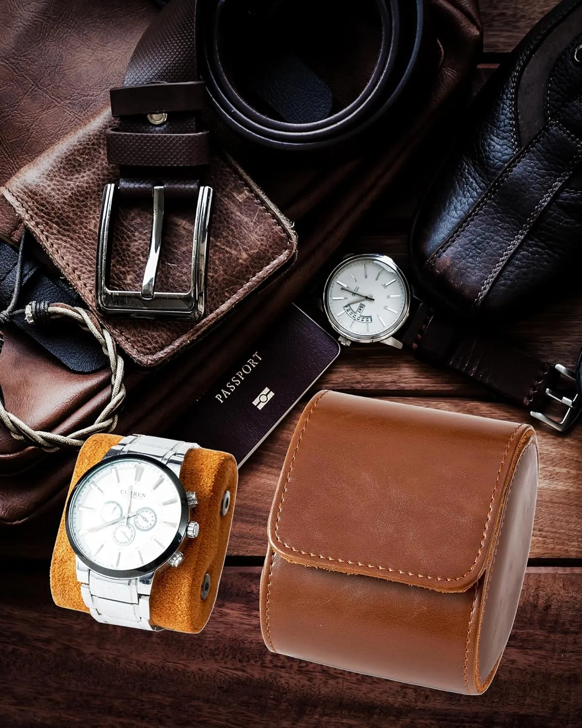 Single Watch Travel Case -Classic Leather Watch Case with Perfect Texture. Watch Carrying Case or Organizer for Storage And Display. Ideal Gift for Men Traveling, All Handmade by Artisans