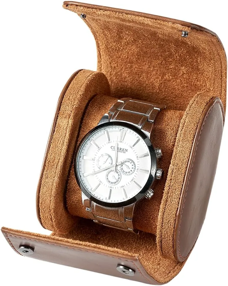 Single Watch Travel Case -Classic Leather Watch Case with Perfect Texture. Watch Carrying Case or Organizer for Storage And Display. Ideal Gift for Men Traveling, All Handmade by Artisans