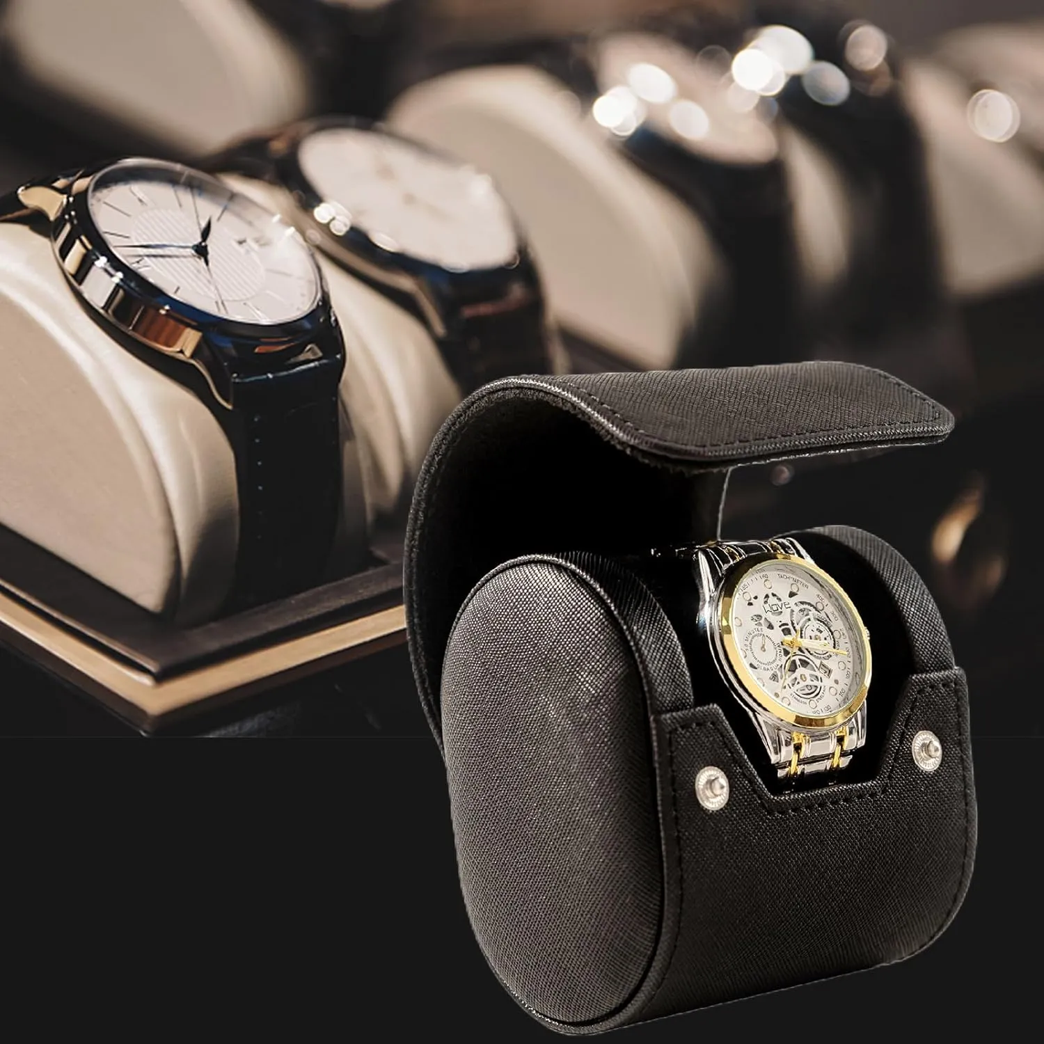 Single Watch Travel Case - Classic Leather Watch Case with Perfect Texture.Watch Carrying Case or Organizer for Storage and Display. Ideal Gift for Men Traveling, All Handmade by Artisans