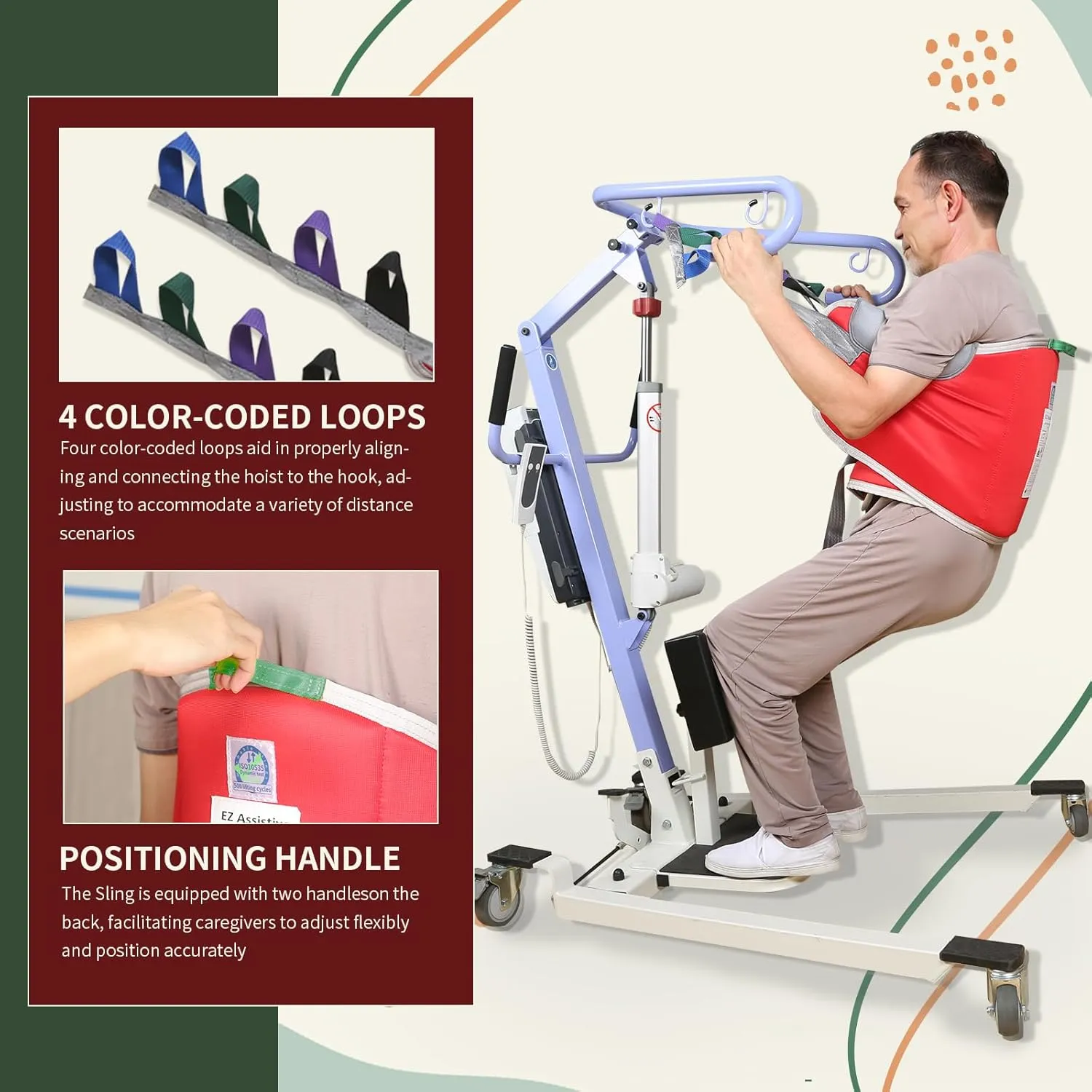 Sit to Stand Lift Patient Aid Padded Sling and Stand Assist with Back Support,Patient Lift Sling Works with Most Mobility Aids & Equipment (Medium-Red)