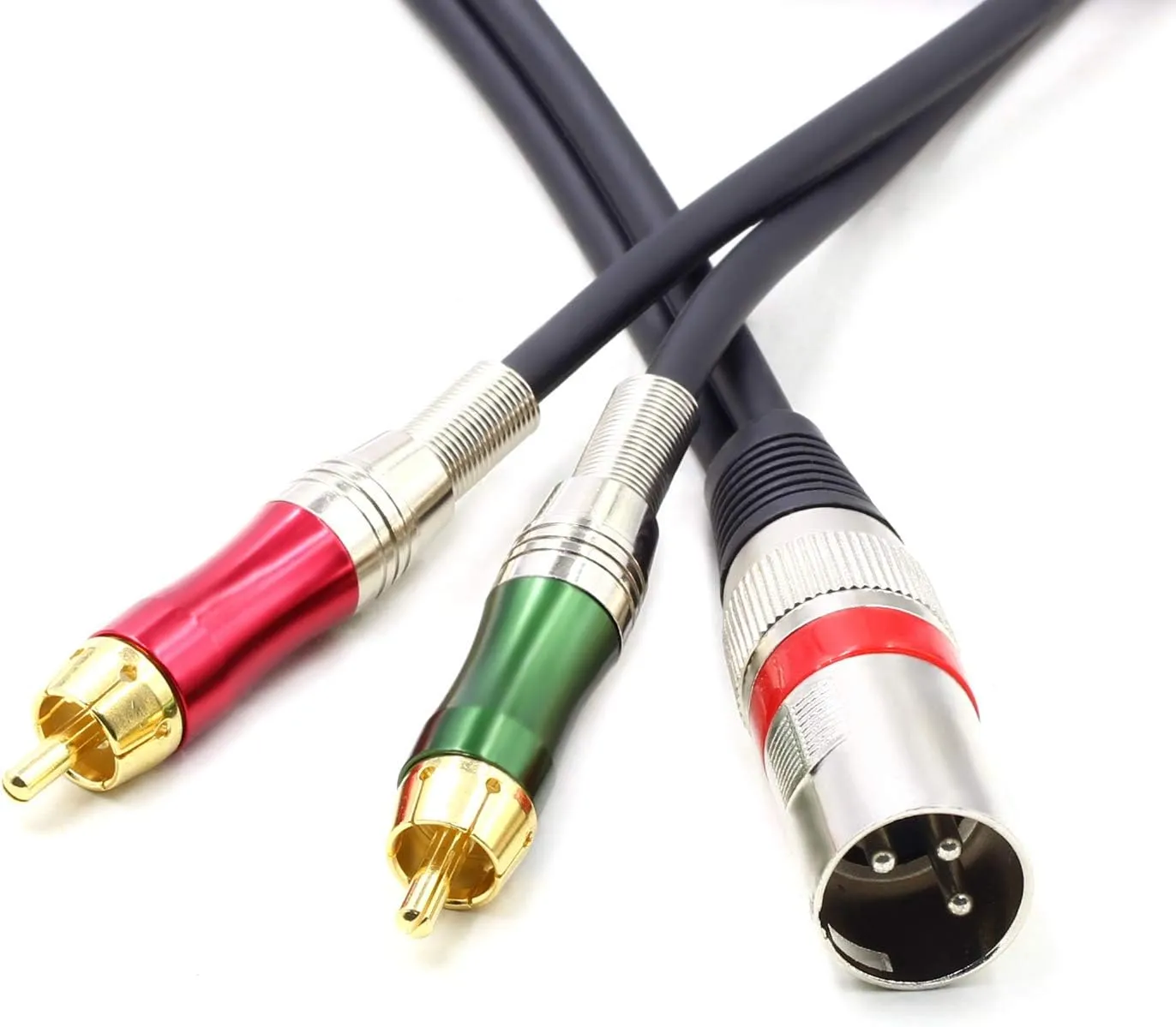 SiYear 10FT XLR Male to 2 x Phono RCA Plug Adapter Y Splitter Patch Cable, 1 XLR Male 3 Pin to Dual RCA Male Plug Stereo Audio Cable Connector(3 M)