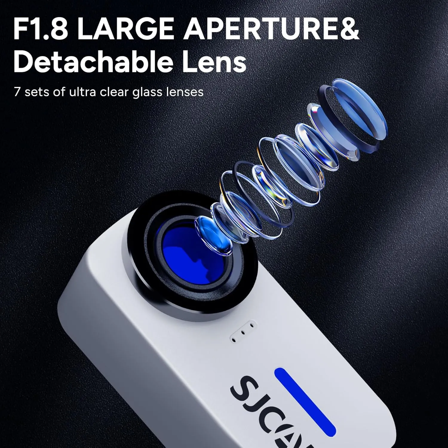 SJCAM Pocket Cam, 4K Small Action Camera, with Magnetic Lanyard, Stabilization, Waterproof, Mini Body Camera,170° FOV, Built-in Speaker&Mic, with Helmet Mount Kits, White