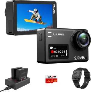 SJCAM SJ8PRO 4K60fps Action Camera with Stabilization 170° Wide-Angle 131Ft Underwater Camera with Remote Control 8X Slow Motion Zoom Waterproof Helmet Camera for Motorcycle/Diving, Touch Screen