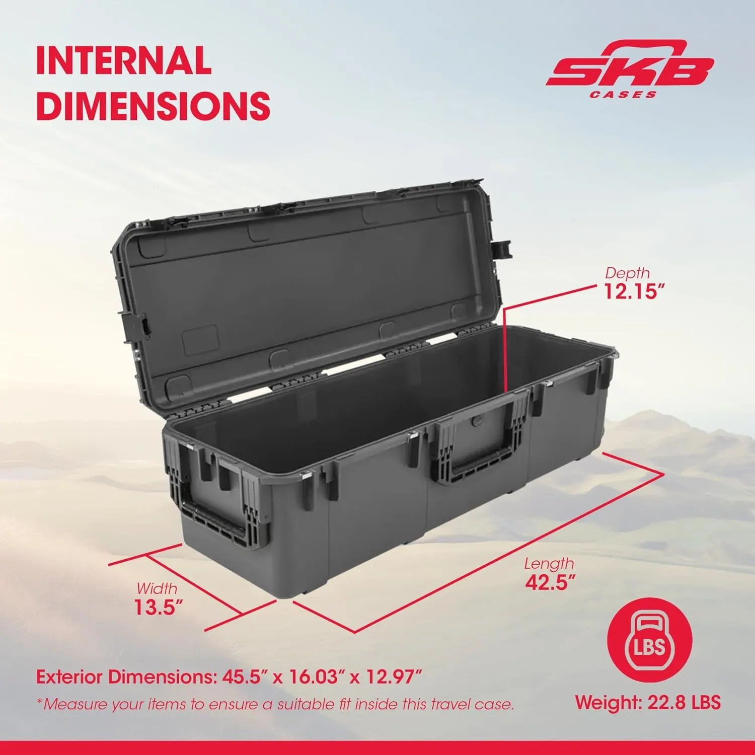 SKB Hard Protective Storage Case, Foam, Wheels for Equipment, iSeries 42" x 13" x 12", Dark Gray