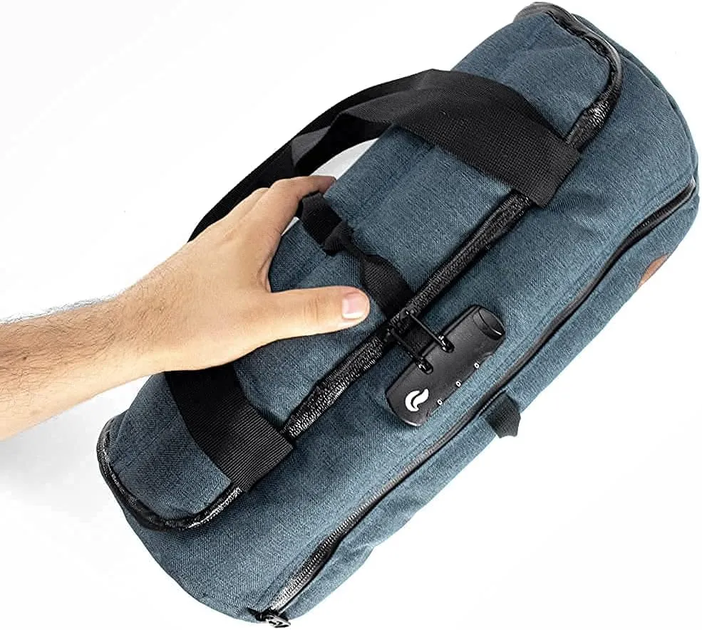 Skunk Duffle bag Medium 16"- Smell Proof - With combo lock - PATENT PENDING (Blue Navy, 16"x7.5")