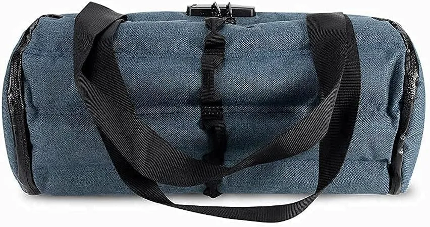Skunk Duffle bag Medium 16"- Smell Proof - With combo lock - PATENT PENDING (Blue Navy, 16"x7.5")