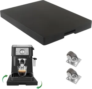 Sliding Tray for Coffee Maker - Appliance Slider 360° Rolling Tray With Wheels & Brake for Kitchen Countertop, for Ninja Air Fryer Coffee Pot, Quiet Wheel (Deep 12"W ×16"D) Black