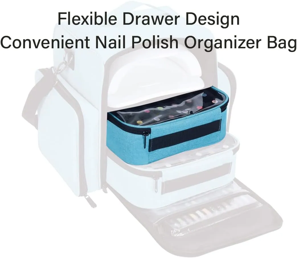 Small Clear Nail Polish Organizer Holds 30 bottles(15ml-0.5fl.oz) Nail Polish Case Multifunctional Nail Polish Bag organizer, Cosmetic Travel Makeup Cases for Women Green