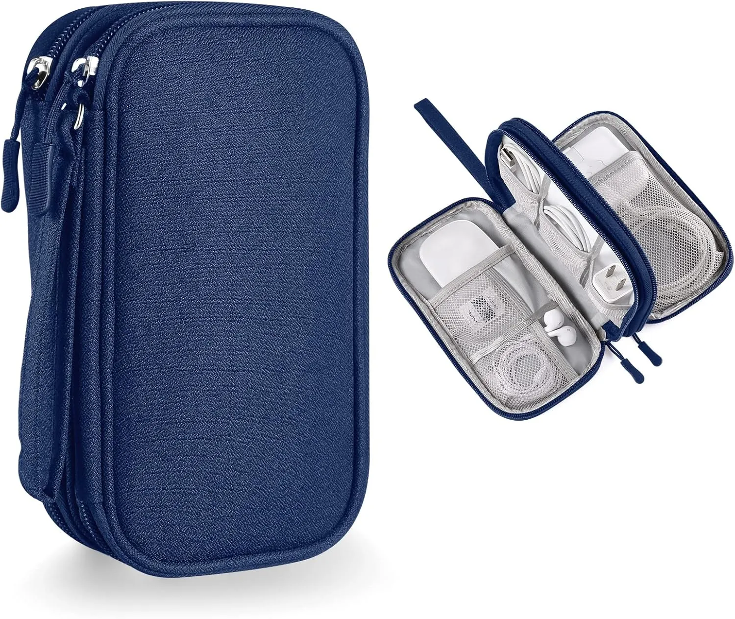 Small Electronics Carrying Case Bag, Travel Gadgets Organizer Pouch for Tech & Accessories (Small, Navy Blue)