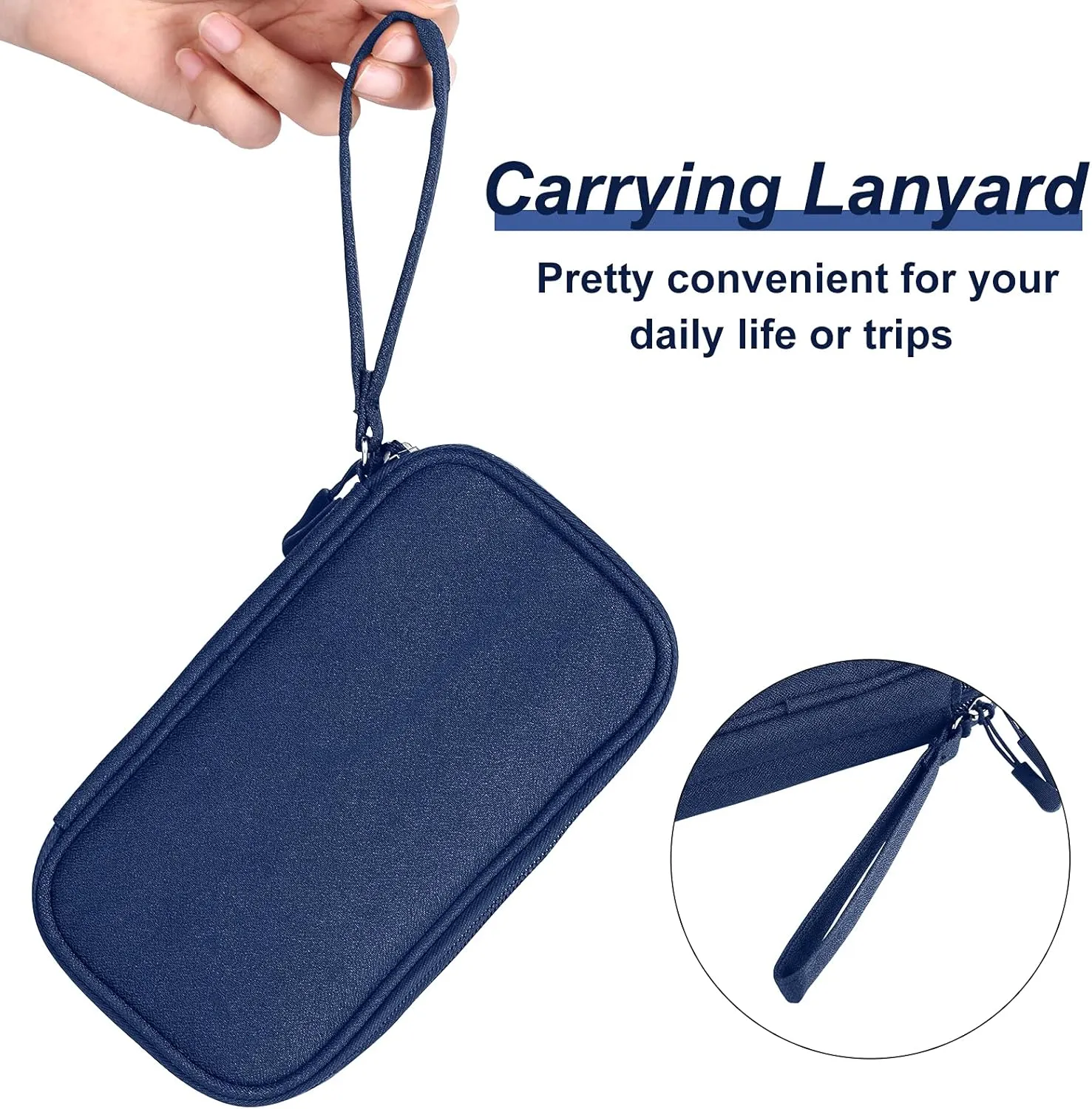 Small Electronics Carrying Case Bag, Travel Gadgets Organizer Pouch for Tech & Accessories (Small, Navy Blue)
