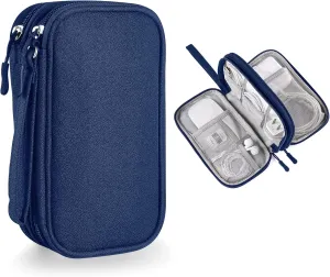 Small Electronics Carrying Case Bag, Travel Gadgets Organizer Pouch for Tech & Accessories (Small, Navy Blue)