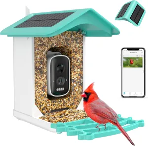 Smart Bird Feeder Camera (Dual Panel), Solar Powered, Identify 11,000  Birds with AI, Auto Capture & Notify, 2K HD Footage, Outdoor Bird Watching, Ideal Gift for Birds Lovers.