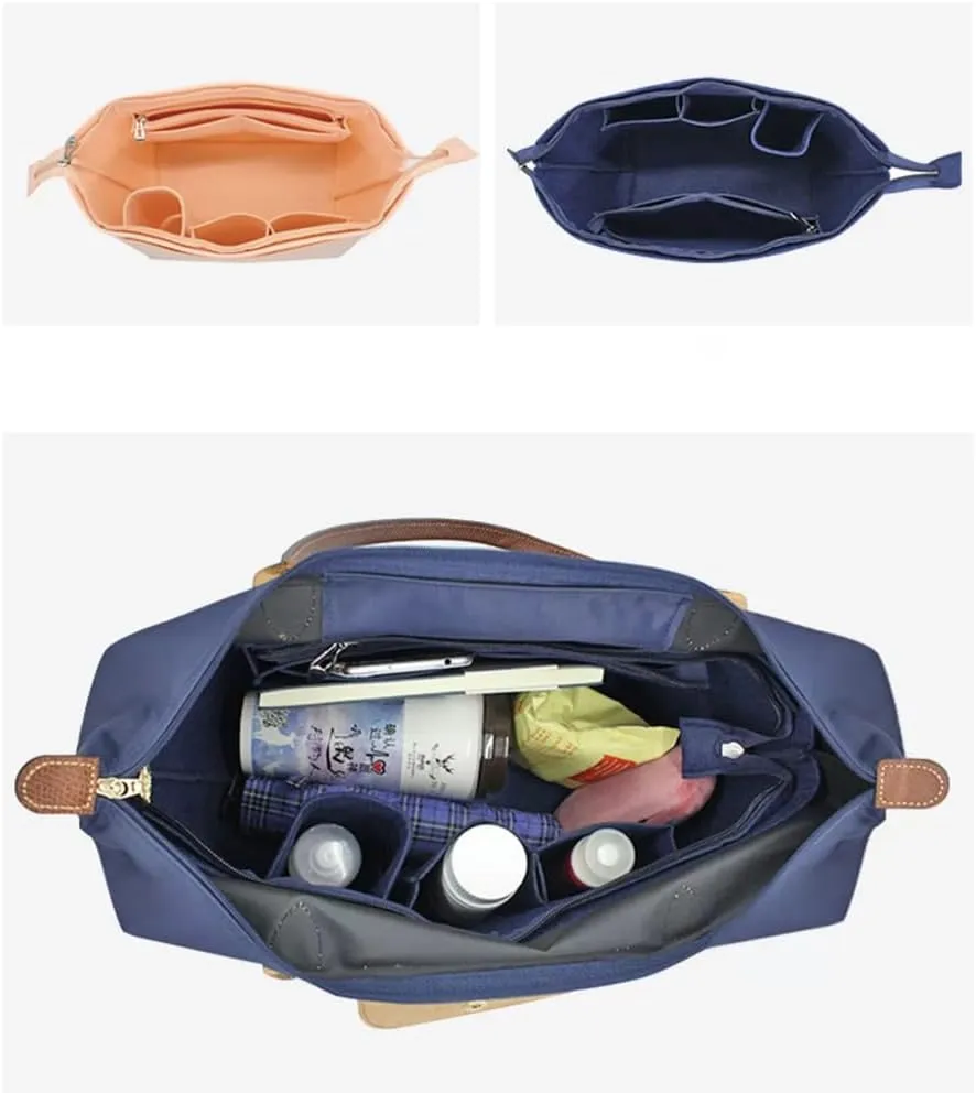 SMART DK Purse Organizer Insert for Longchamp Le Pliage Handbag Insert (BLACK (zipper), Small)