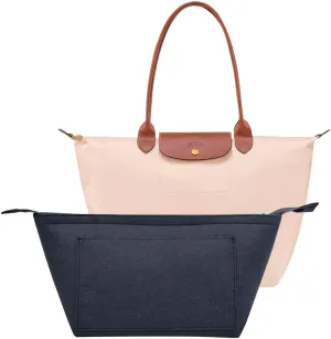 SMART DK Purse Organizer Insert for Longchamp Le Pliage Handbag Insert (BLACK (zipper), Small)