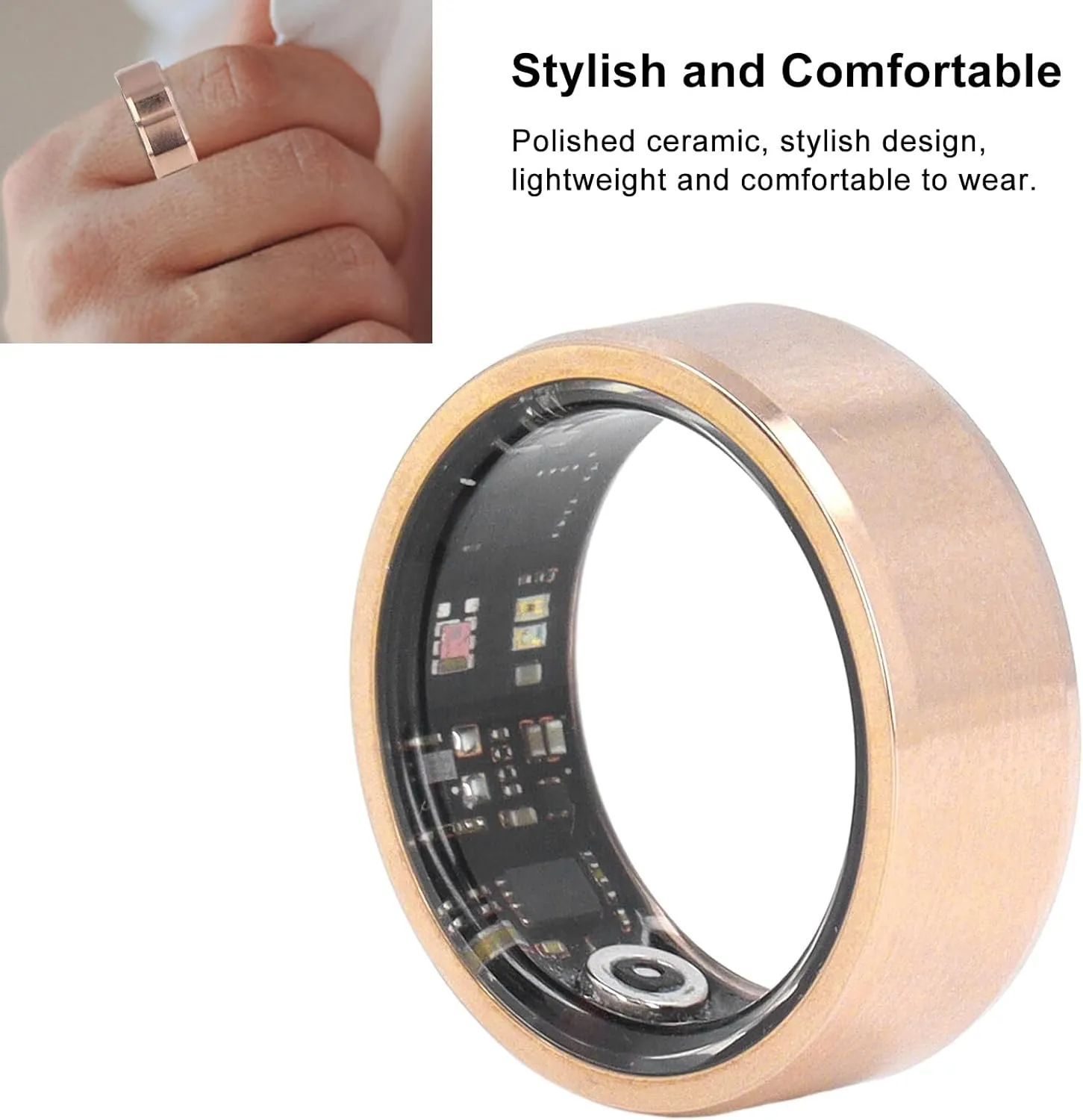 Smart Ring Fitness Tracker for Women & Men, IP68 Waterproof Wearable Health Tracker Ring with Sleep Monitoring Step Counting Camera Control Heart Rate Body Temperature