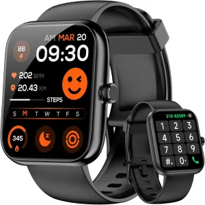 Smart Watch for Men Women Alexa Built-in, Fitness Tracker with Call Function & 1.83" HD Touchscreen, 100 Sport Modes, Heart Rate/Sleep Monitor, IP68 Waterproof, iOS Android Compatible (Black)