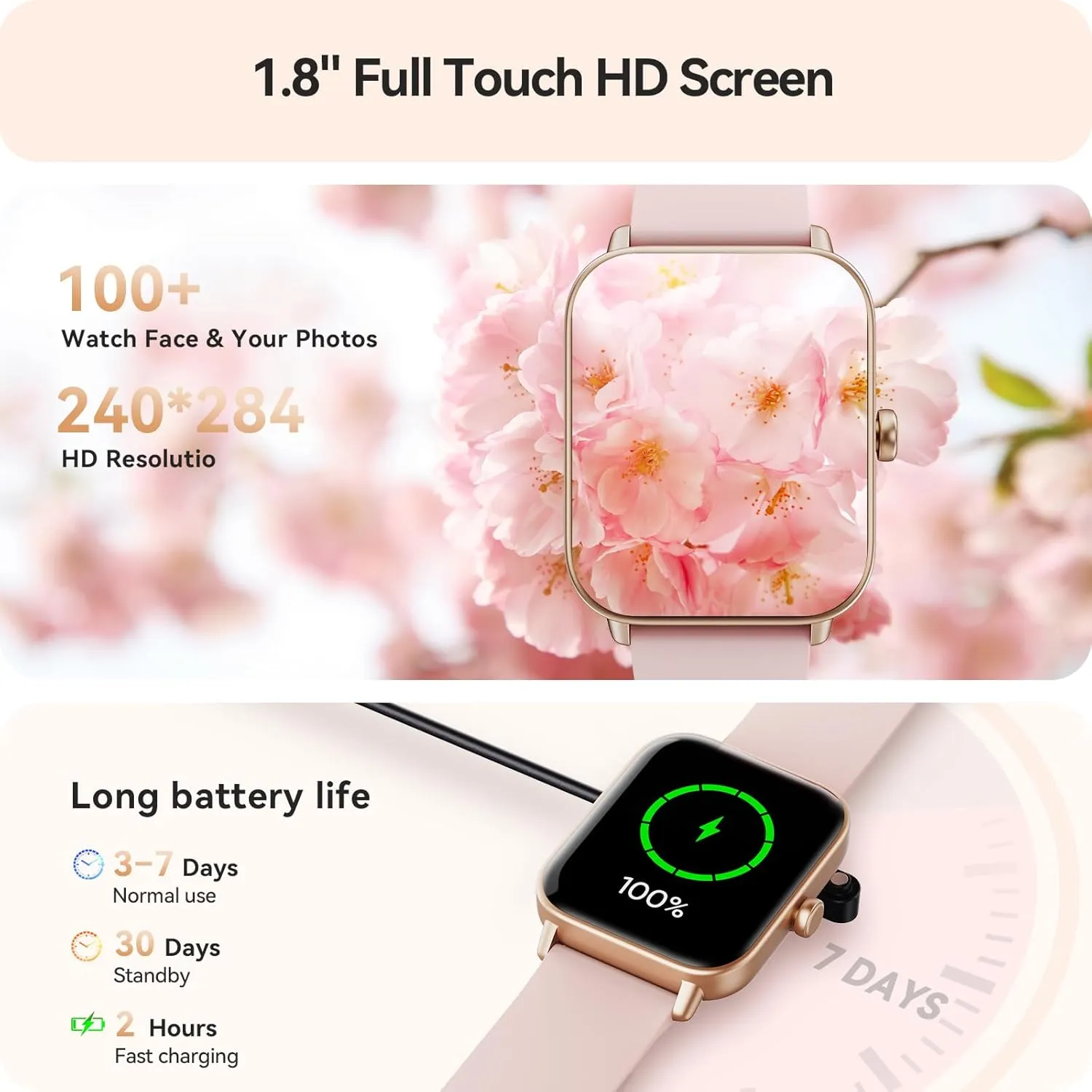 Smart Watch for Women Android & iPhone, Alexa Built-in, IP68 Waterproof Activity Fitness Tracker with Bluetooth Call (Answer/Make), 1.8" Smartwatch with Heart Rate/SpO2/Sleep Monitor, 100  Sports Mode