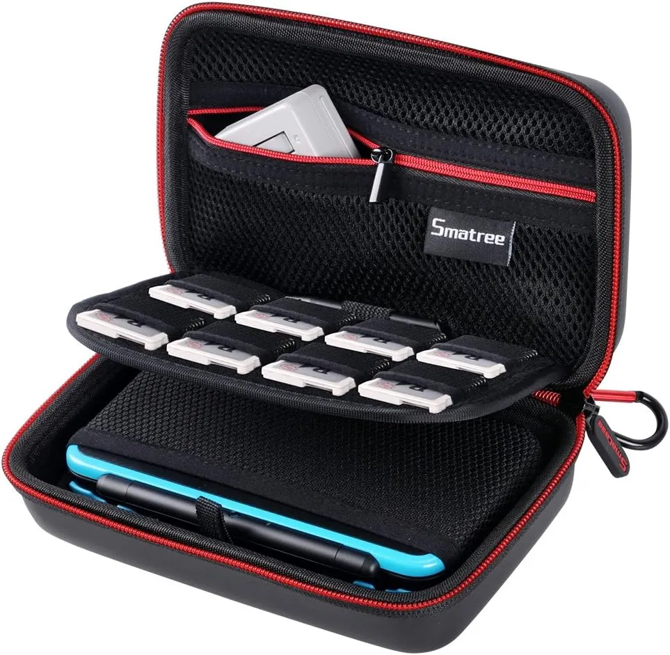 Smatree Carrying Case for Nintendo 3DS XL/2DS XL, Hard Protective Shell Travel Case for Nintendo New 3DS - Super NES Edition - Black/Red